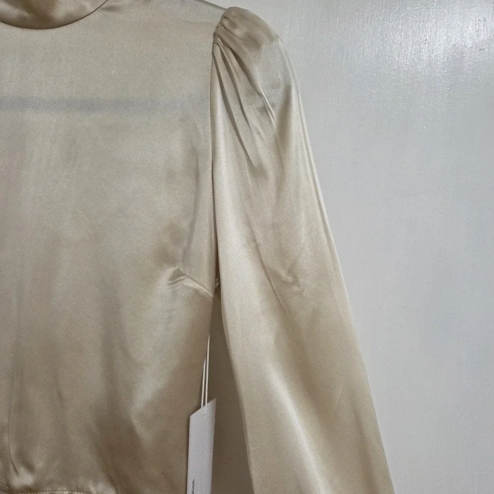 Reformation Cielo Silk Satin Open Back Tie Top Ivory XS NWT Romantic Blouse